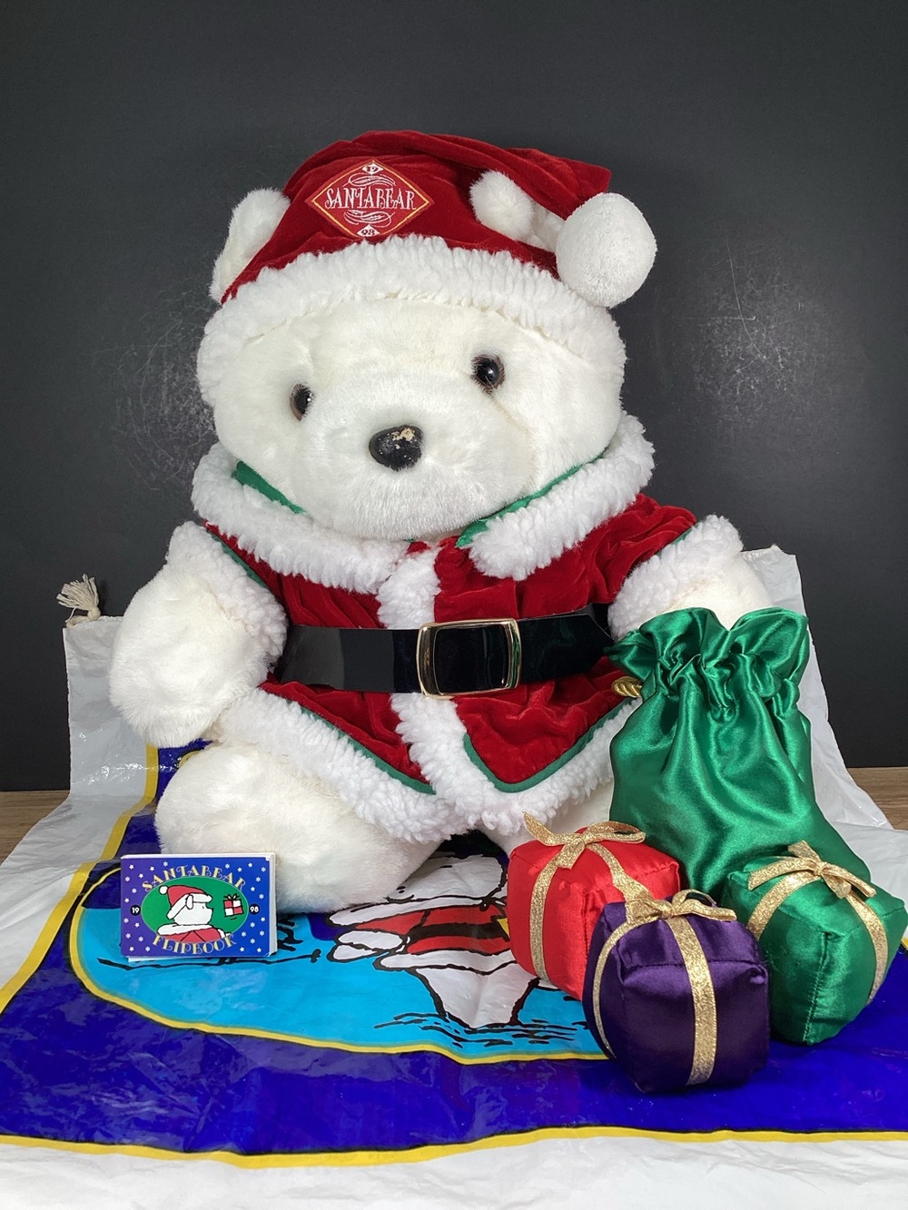 1998 Santa Bear Dayton Hudson With Presents, Gift Sack, Flip Book & Sales Bag